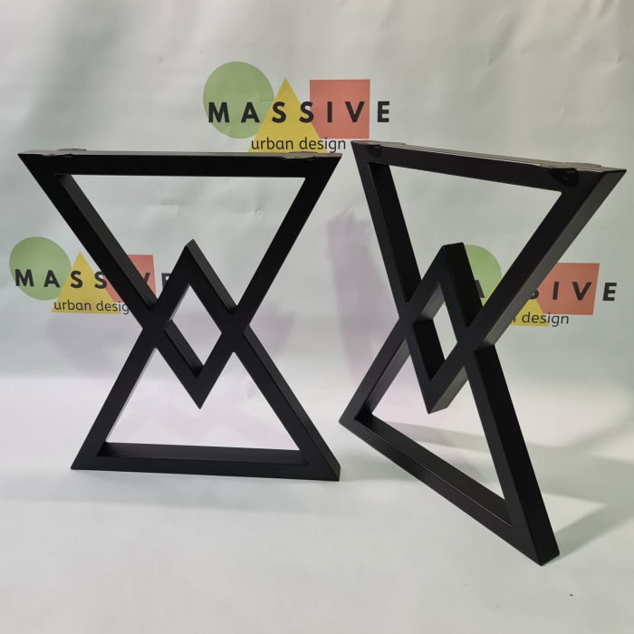 Set picioare metalice tip Triunghiuri suprapuse, inaltime 71 cm, Masa dining, Birou [4]