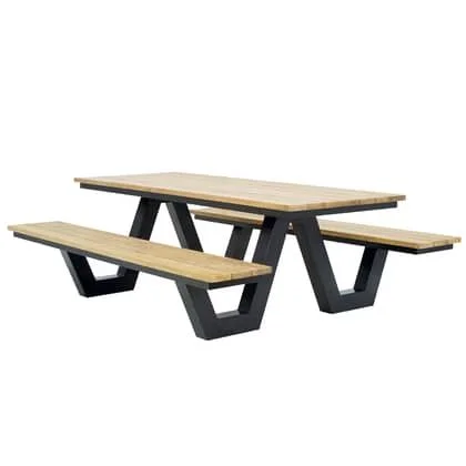 Mese cu bancuta - Masa cu bancute din lemn si structura metalica