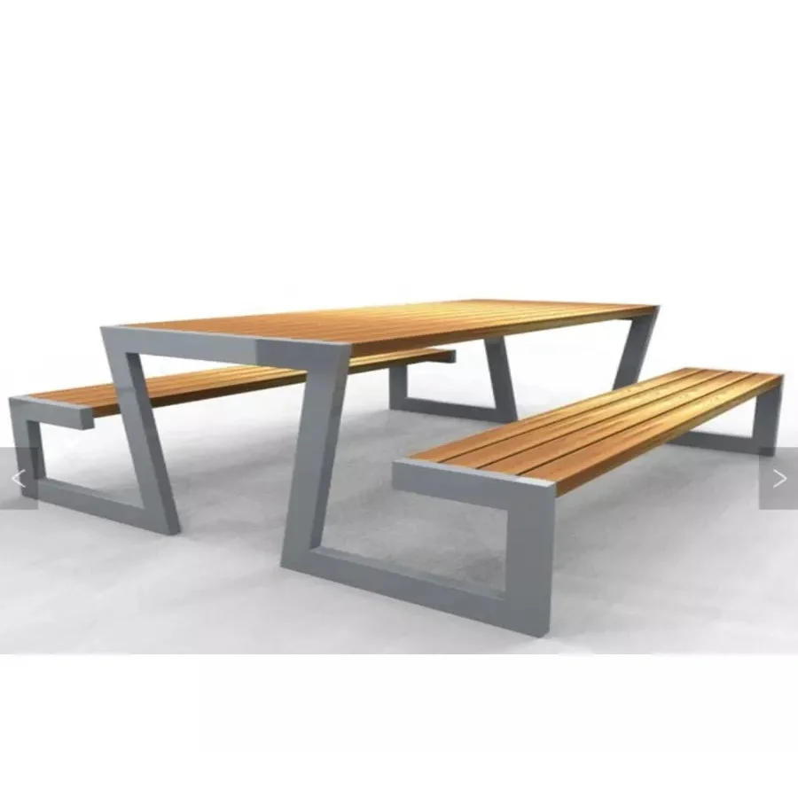 Mese cu bancuta - Masa Picnic Massive Design - Structura Metalica si Lemn Tratat