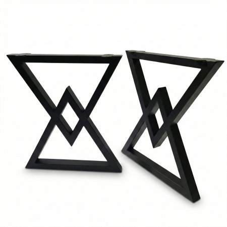 Seturi de picioare pentru mese - Set picioare metalice tip Triunghiuri suprapuse, inaltime 71 cm, Masa dining, Birou