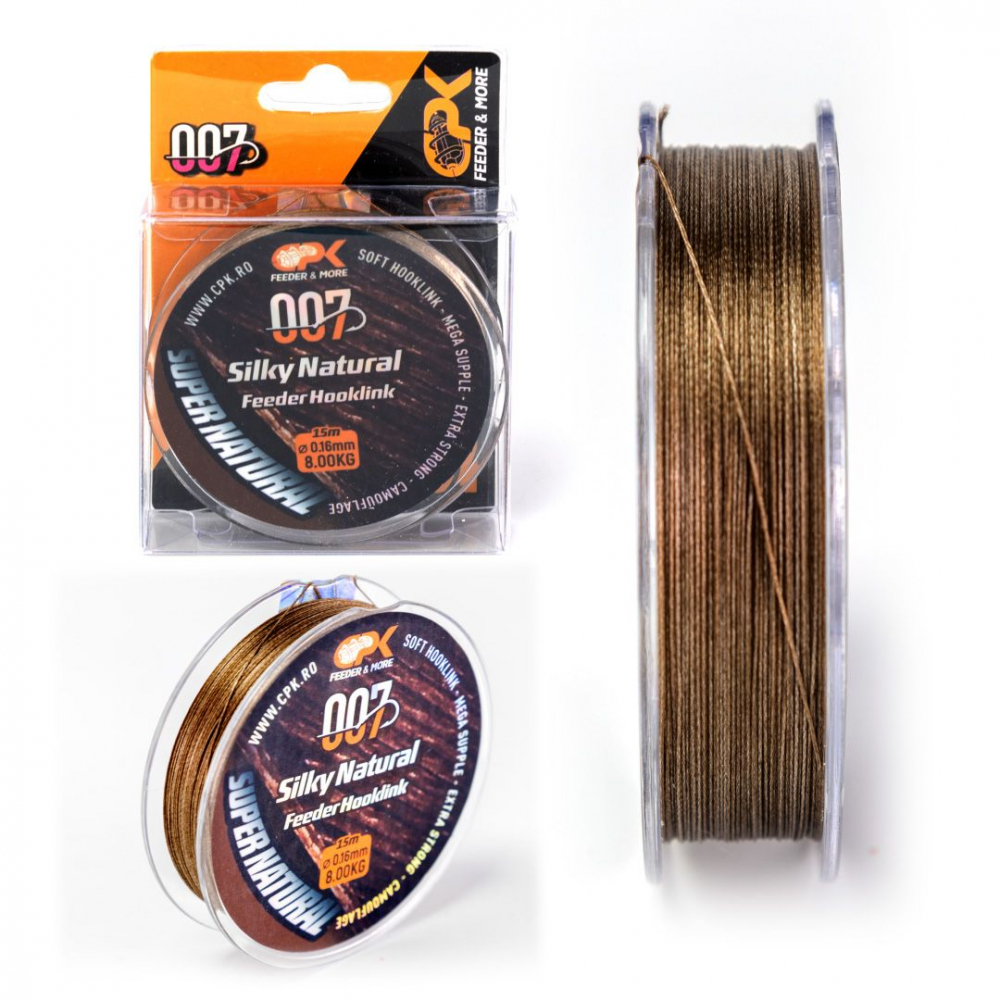 007 CPK SILKY NATURAL Feeder Hooklink 0.16 MM/ 8 KG BROWN [1]