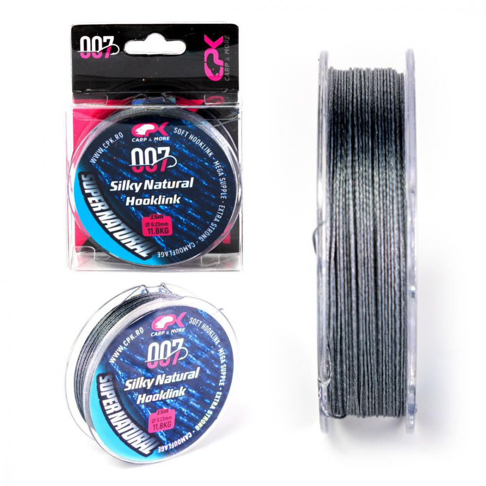 007 CPK SILKY NATURAL Hooklink 0.20mm/22lb/9.9kg GREY [1]
