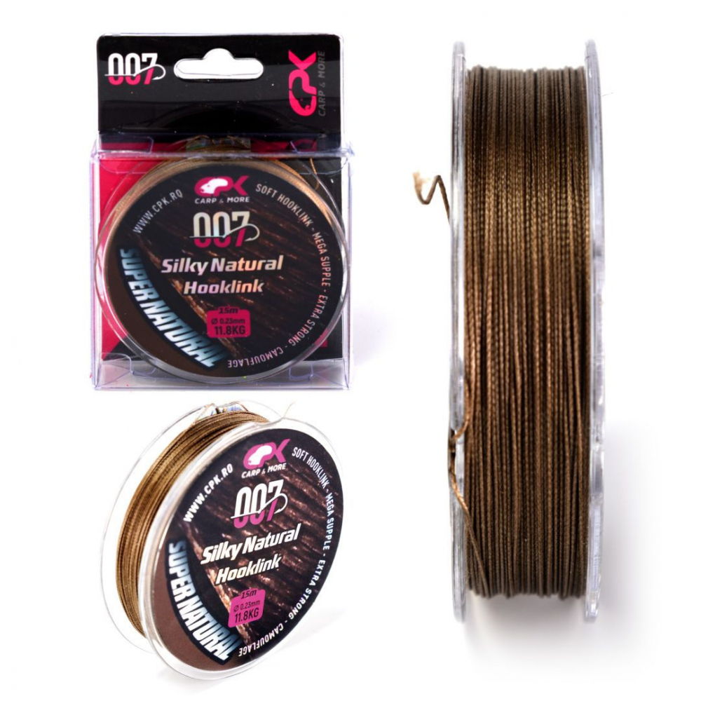 007 CPK SILKY NATURAL Hooklink 0.23mm/26lb/11.8kg BROWN [1]