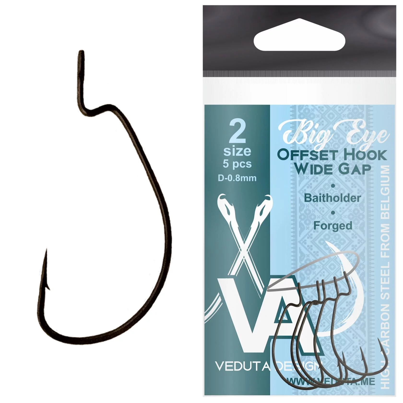 Крючок VEDUTA Big Eye Offset Hook Wide Gape #2, 5шт. [3]