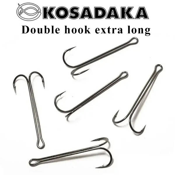 Двойной крючок "Double hook extra long" black chrome size 2 L-42mm (50 buc) [1]
