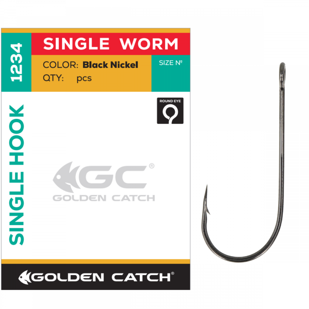 Крючок GC Single Worm 1234BN №2 (5шт) [3]
