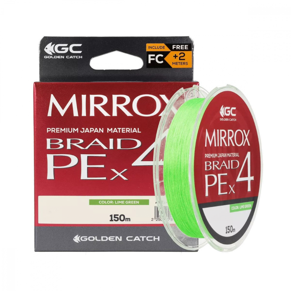 Шнур GC Mirrox PE X4 150m Lime Green + 2m FC #1.5 [1]