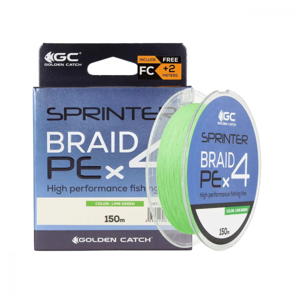 Шнур GC Sprinter PE X4 150m Lime Green + 2m FC #0.6 [1]