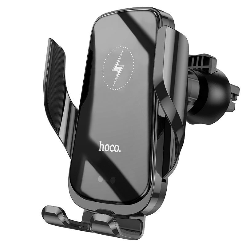 Kit Incarcator Auto Hoco CA202 Enlightener infrared induction wireless charging car holder 15W Black [4]