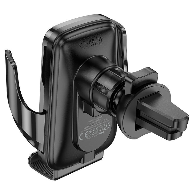 Kit Incarcator Auto Hoco CA202 Enlightener infrared induction wireless charging car holder 15W Black [2]