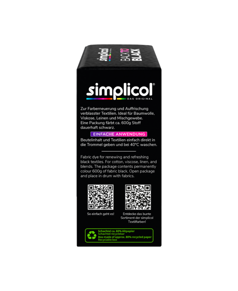 SIMPLICOL Back-to-BLACK - Краска для окрашивания и восстановления цвета одежды в стиральной машине (чёрный), 400г [4]