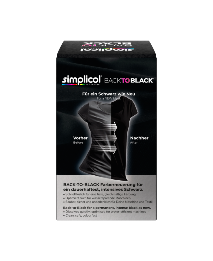 SIMPLICOL Back-to-BLACK - Краска для окрашивания и восстановления цвета одежды в стиральной машине (чёрный), 400г [3]
