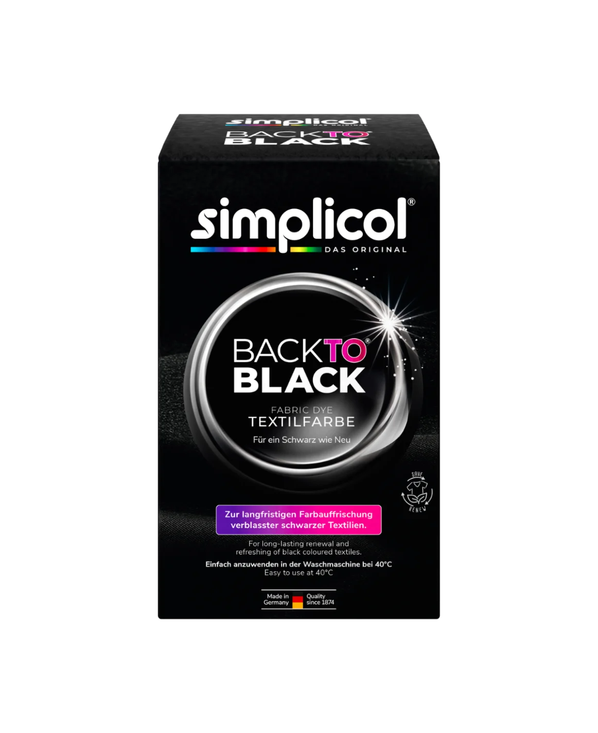 SIMPLICOL Back-to-BLACK - Краска для окрашивания и восстановления цвета одежды в стиральной машине (чёрный), 400г [2]