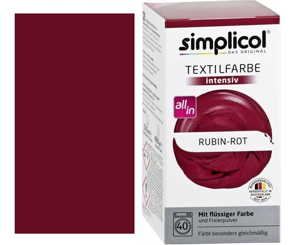 SIMPLICOL Intensiv - Rubin-Rot, Краска для окрашивания одежды в стиральной машине, Rubin-Rot [2]