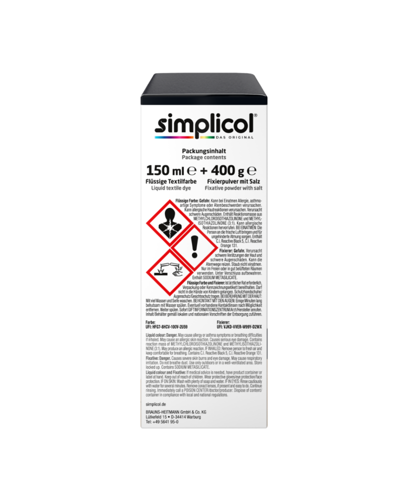 SIMPLICOL Intensiv - Samt-Schwarz - Краска для окрашивания одежды в стиральной машине, бархатный черный [5]