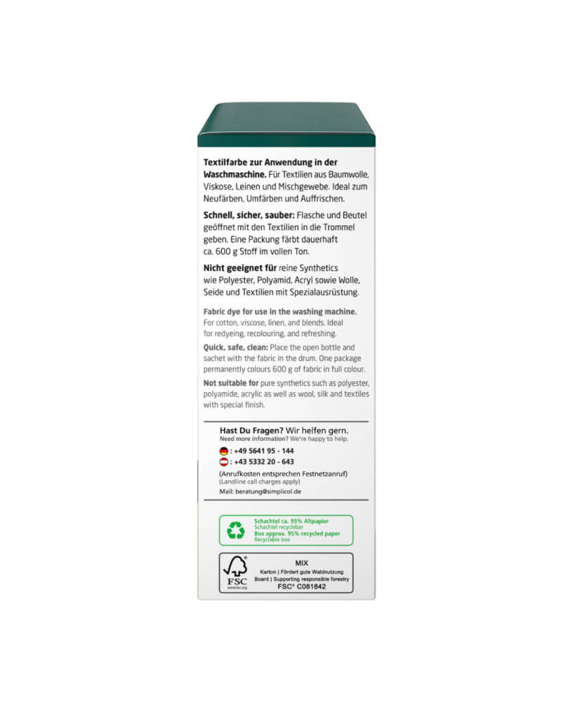 SIMPLICOL Intensiv - Wald-Grun, Краска для окрашивания одежды в стиральной машине, зеленый лес [6]