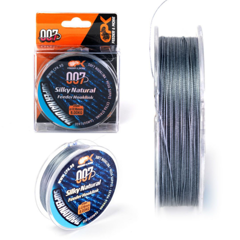Fire feeder, stationar - 0.14 mm/15m/5.44kg 007 CPK SILKY NATURAL Feeder Hooklink GREY