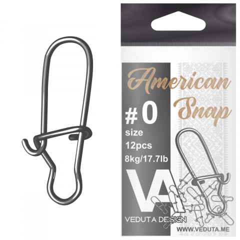 Рыбалка в Молдове - Застёжка VEDUTA “American Snap” - N’0, 12buc, 8kg/17.7lb