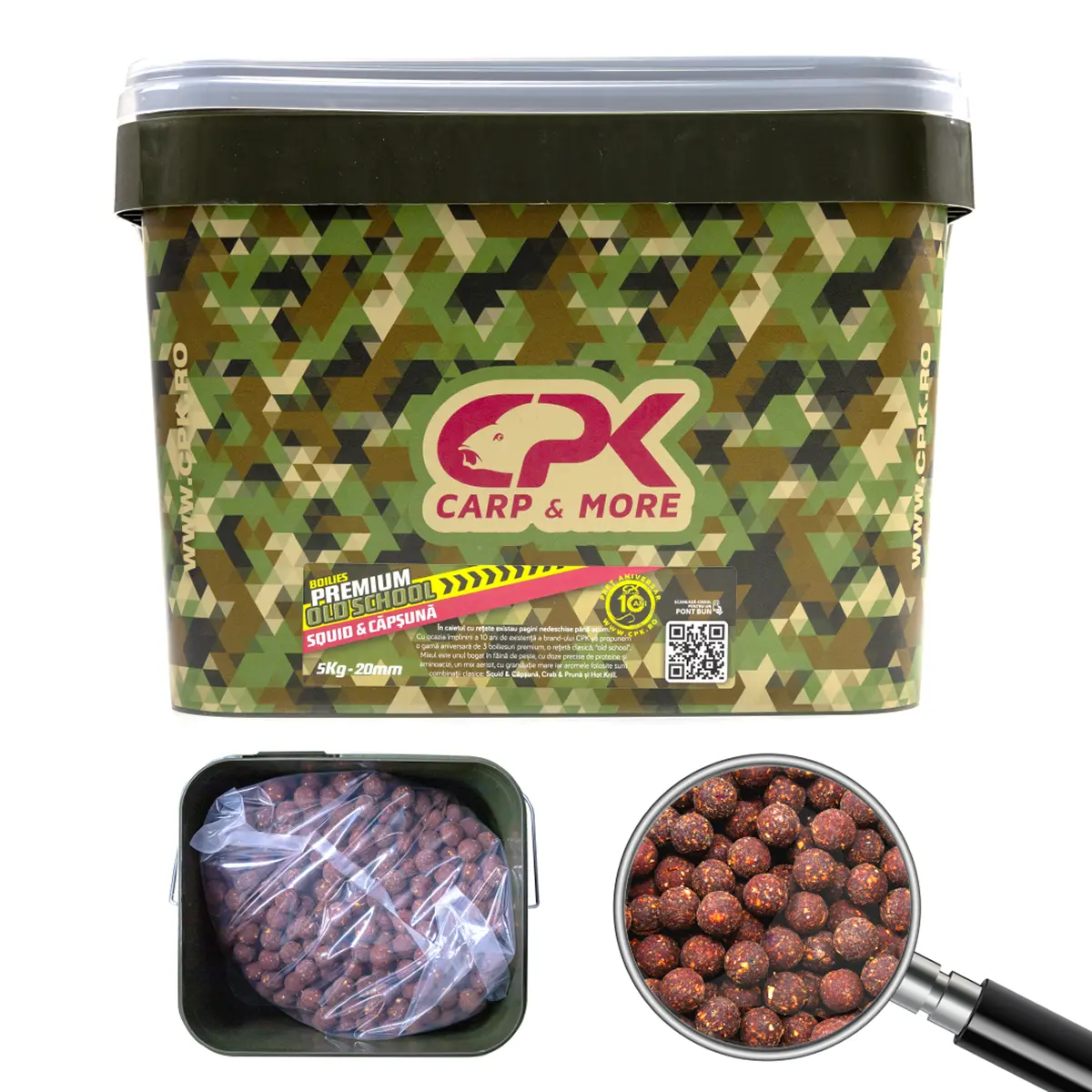 Nada si momeala - Boilies Tare CPK Old School SQUID&CAPSUNA, 20mm, 5kg