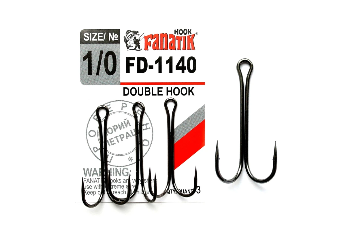 Крючки на хищника - Крючок FANATIK FD-1140 #1/0 двойной 3шт.