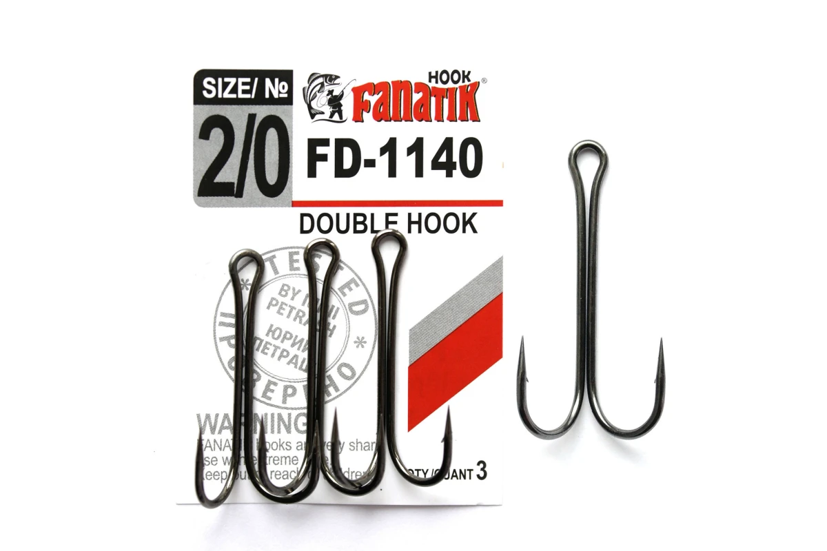 Крючки на хищника - Крючок FANATIK FD-1140 #2/0 двойной 3шт.