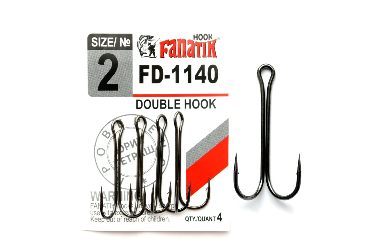 Крючки на хищника - Крючок FANATIK FD-1140 #2 двойной 4шт.