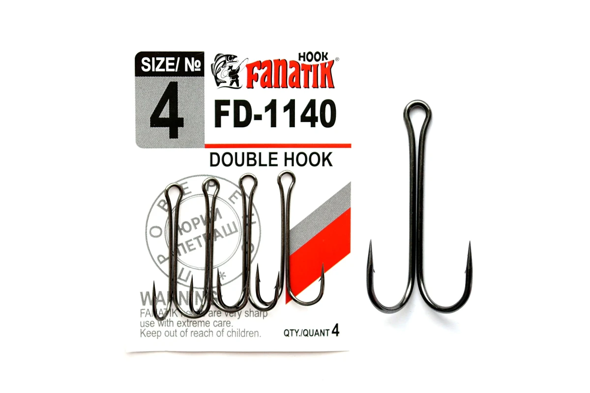 Крючки на хищника - Крючок FANATIK FD-1140 #4 двойной 4шт.