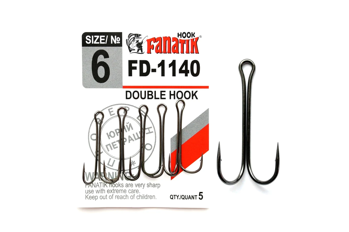 Крючки на хищника - Крючок FANATIK FD-1140 #6 двойной 5шт.