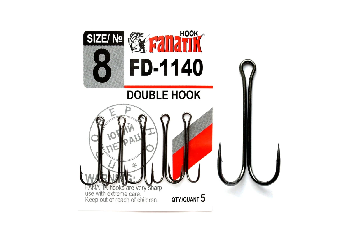 Крючки на хищника - Крючок FANATIK FD-1140 #8 двойной 5шт.