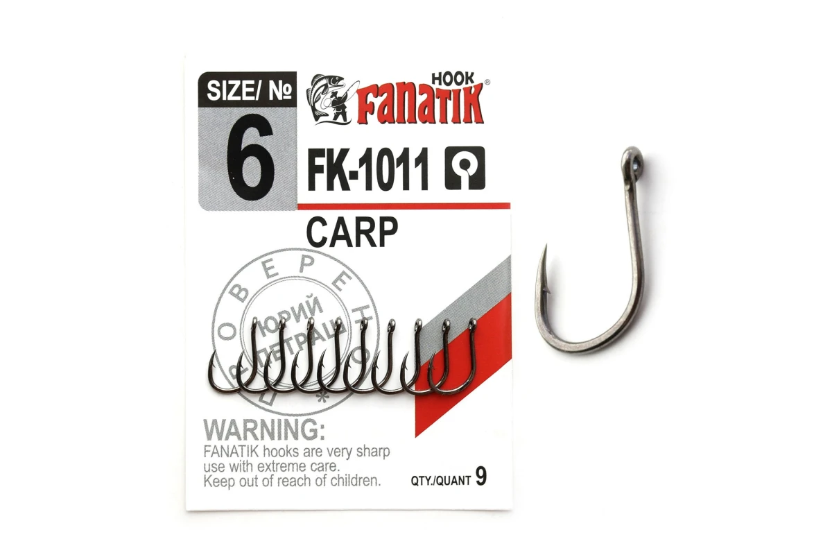 Крючки на хищника - Крючок FANATIK FK-1011 CARP #6 9шт.