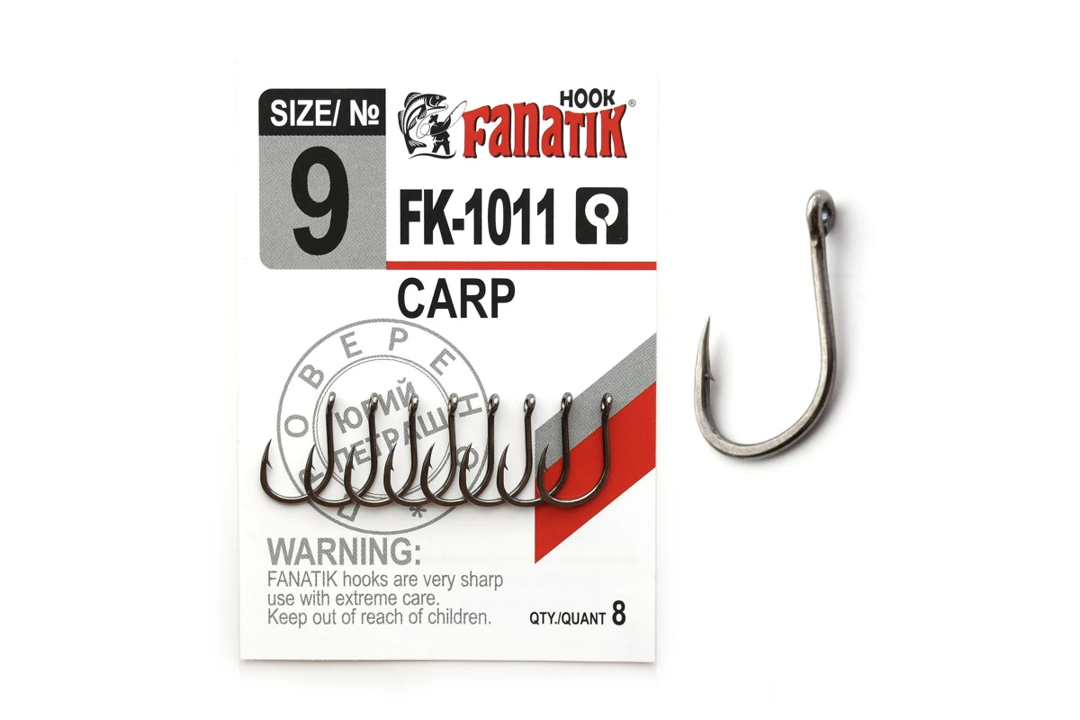 Крючки на хищника - Крючок FANATIK FK-1011 CARP #9 8шт.