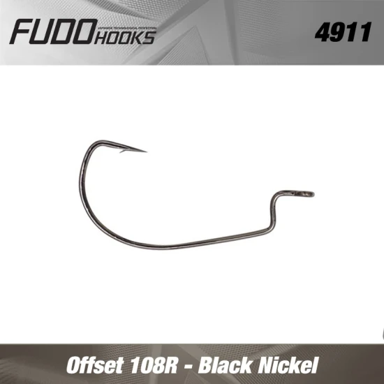 Крючки на хищника - Офсетный крючок Fudo Worm 108R Black 1 (5 шт.)