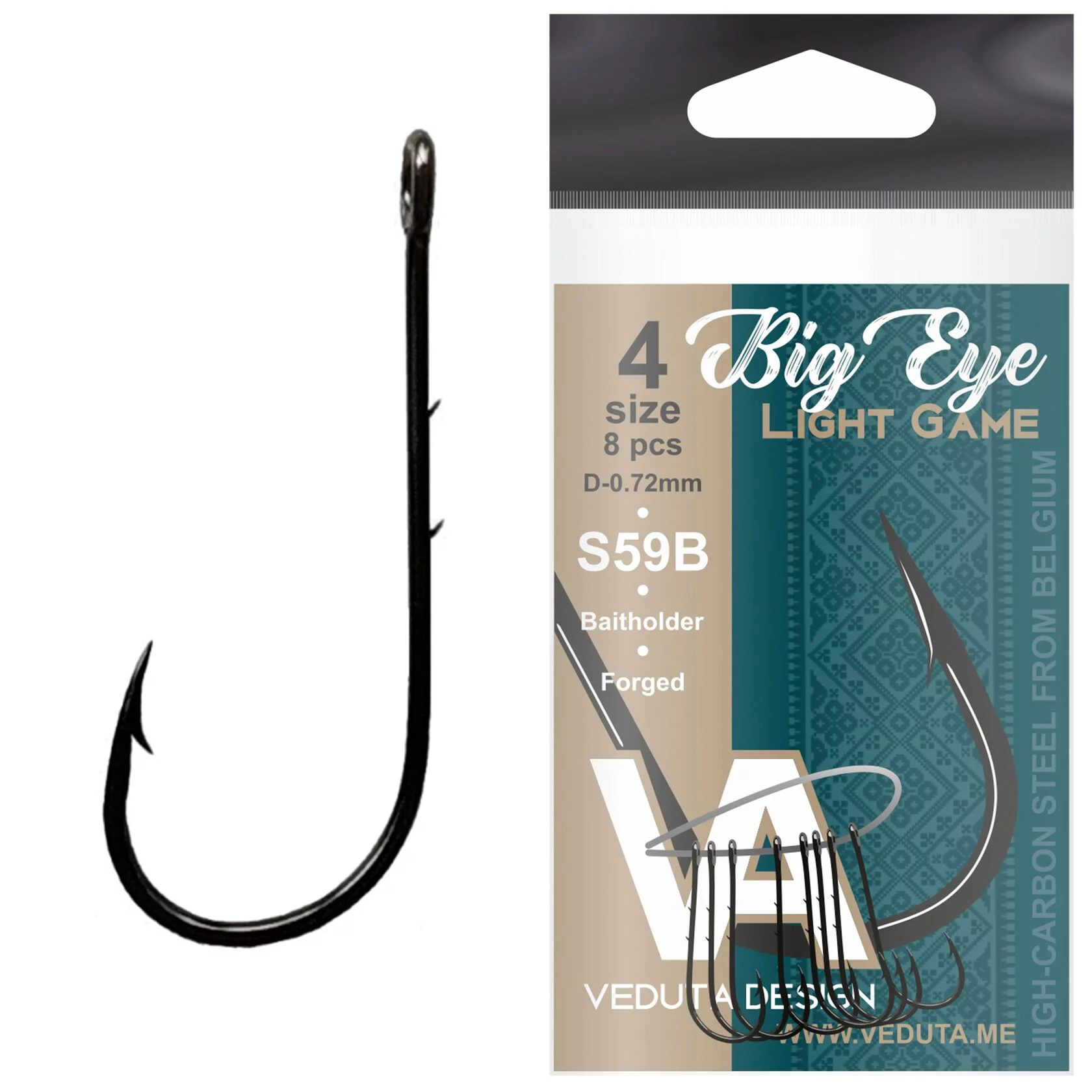Крючки на хищника - Крючки VEDUTA Big Eye Light Game #4, 8шт.