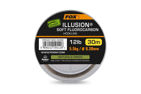 Pescuitul în Moldova - Fir Fox Edges Illusion Soft Fluorocarbon Hooklink, Naturals Green, 12lbs-5.5kg, 0.30mm, 30m