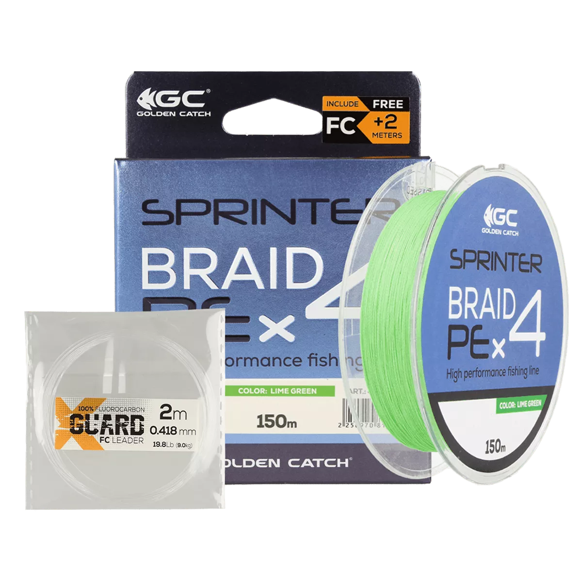 Produse - Fir impletit GC Sprinter PE X4 150m Lime Green #1.5