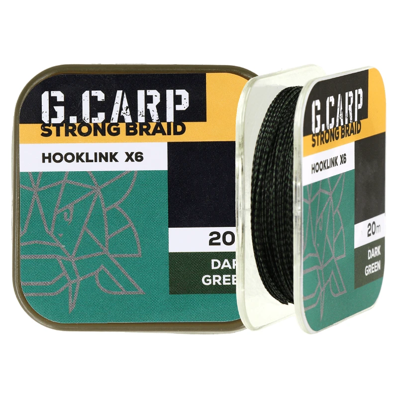 Pescuitul în Moldova - Fir impletit pentru forfaci GC G.Carp Strong Braid Hooklink X6 20m 20lb Dark Green