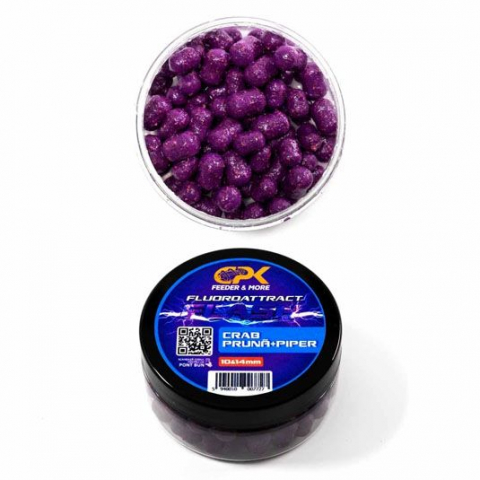 Пелетс - FLUOROATTRACT + FEEDER CRAB & PRUNA & PIPER / КРАБ & СЛИВА & ПЕРЕЦ 10 & 14 mm (с поплавком), CPK