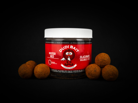 Бойлы - Hook bait DUDI BAIT Mister Red Super Hotglazurate Tari 16mm, 100g