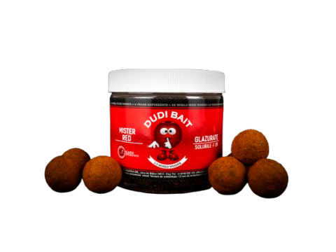 Boiles - Hook bait DUDI BAIT Mister Red Super Hot Glazurate Tari 20 mm, 100 g