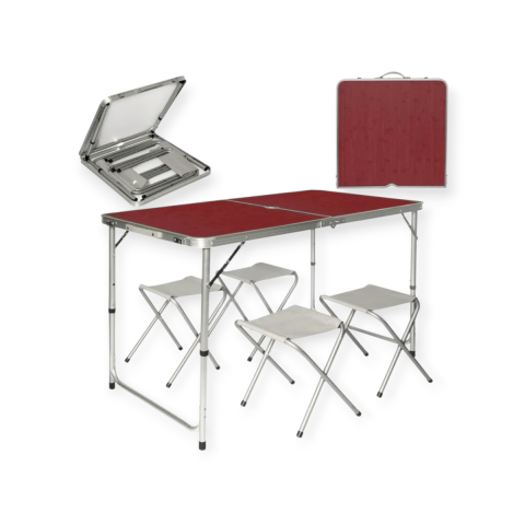 Sport-Turism-Odihna - Masă pentru picnic, valiză pliabilă + 4 scăunele