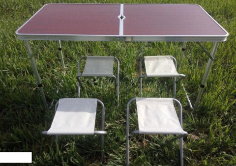 Masă pentru picnic, valiză pliabilă + 4 scăunele [3]