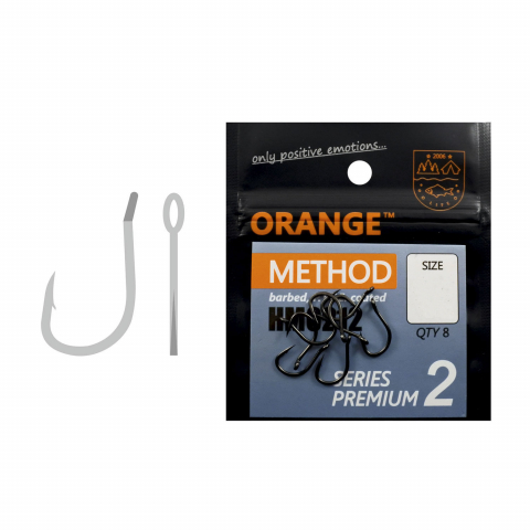 Carlige crap - ORANGE cirlig p/u method (teflon, premium) seria 2 №8 HM0208