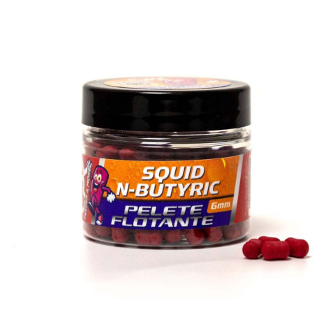 Пелетс - Плавающие пелеты FEEDER SQUID N-BUTYRIC (rosu) 6mm 20g