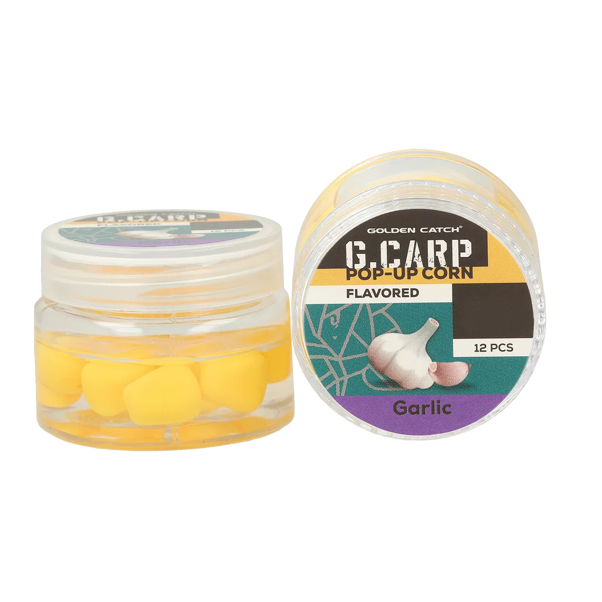 Momeala artificiala - Porumb Silicon în dip GC G.Carp Pop-Up Flavored  Garlic 8mm, 12buc.