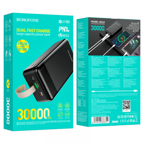 PowerBank 30000mAh BOROFONE BJ19B Incredible PD20W+QC3.0 black [4]