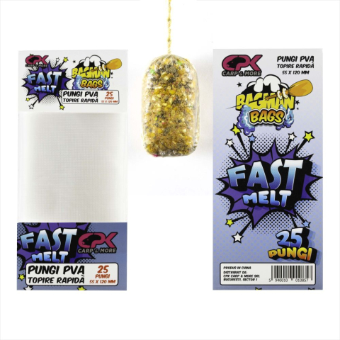 Pescuit la crap - Pungi PVA CPK Bagman 55x120mm, Fast Melt, 25buc.
