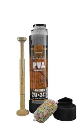 Аксессуары для прикормки и зондирования - PVA система KATRAN mesh system + wood plunger 24+34mm, 7+7m