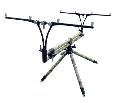 Rod Pod, picheti, suporti - Rod Pod Meccanica Vadese REVOLUTION 4 RODS GREEN CAMOUFLAGE TUBES & BLACK JOINTS