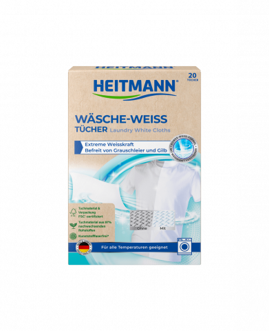 Detergenţi si produse pentru rufe - Servetele pentru inalbire rufe Albe, HEITMANN, 20 buc