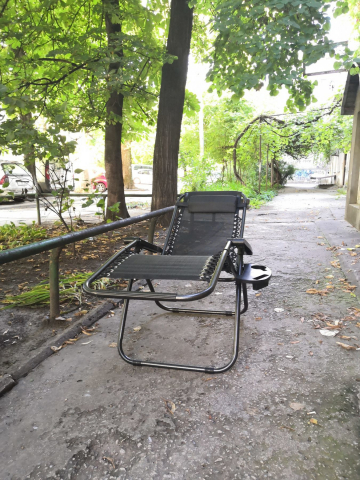 Sezlong - Fotoliu "Negru" pliant, cu suport pentru cap [2]